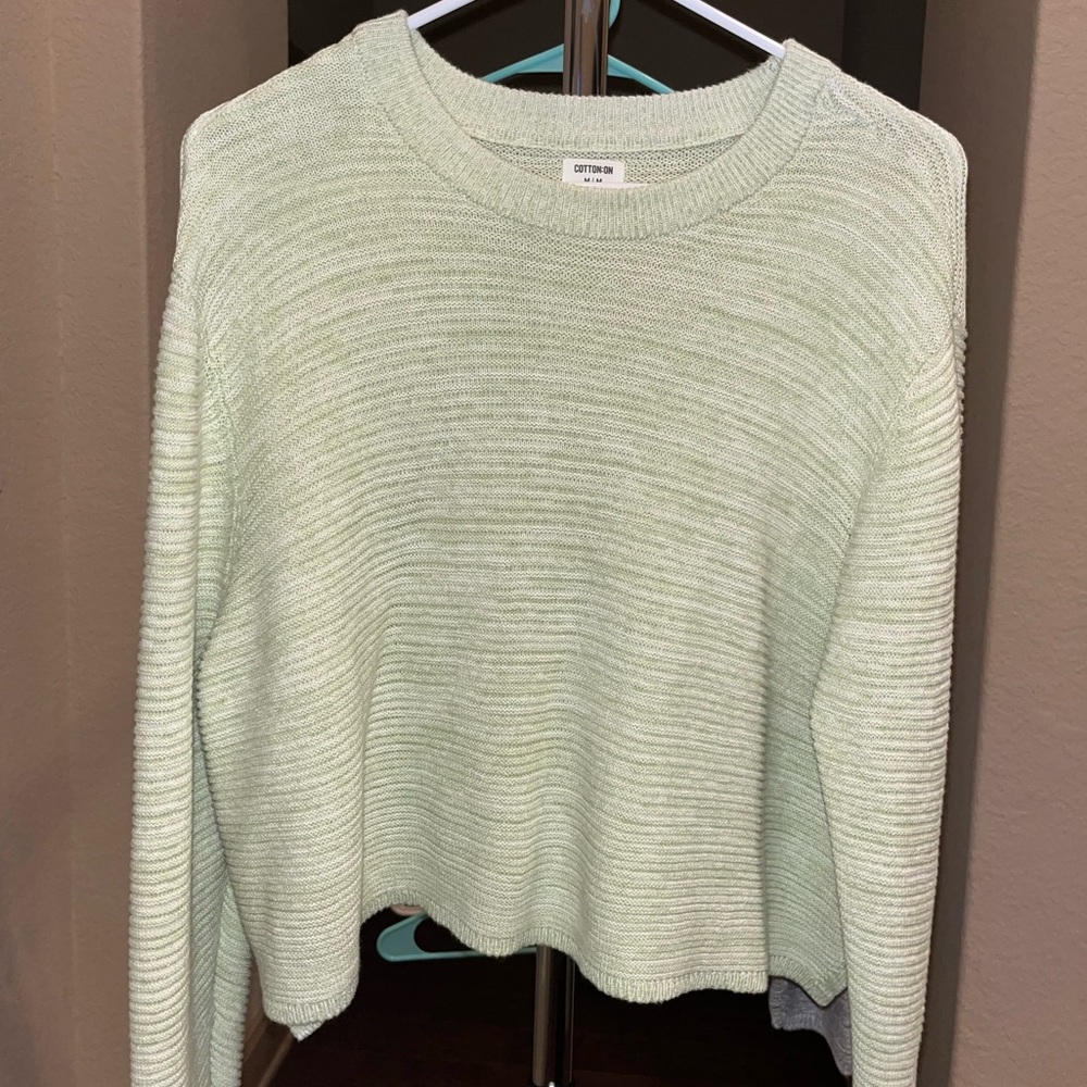 Light green cotton on cropped sweater!